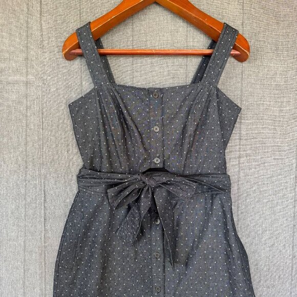 Rachel: Rachel Roy Athena Graphite Polka Dot Belted Sheath Midi Dress Size 10 - Picture 7 of 16